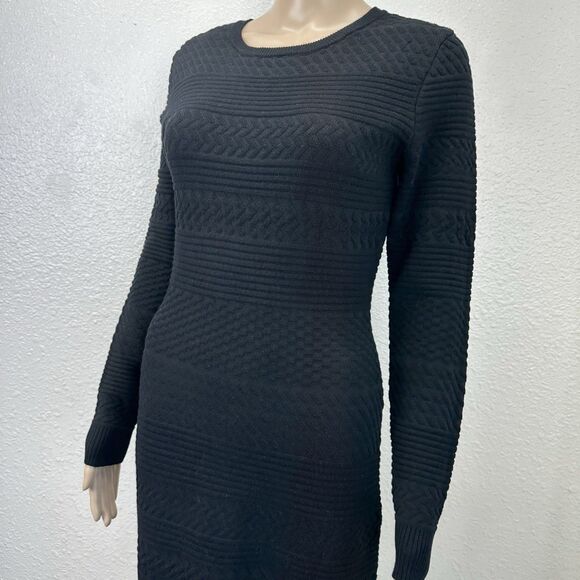 RD Style Women's Black Rib Knit Sweater Dress Capsule Staple Office Holiday - Picture 2 of 9